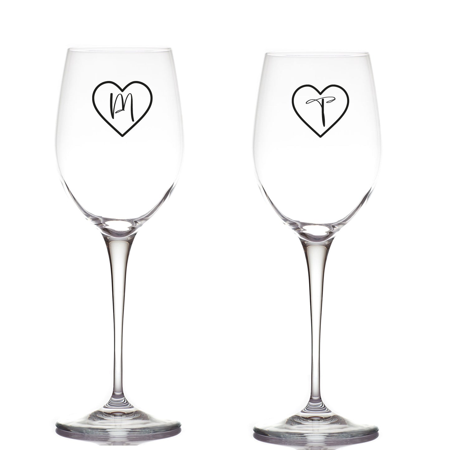 Love Heart - Coppia di Calici - personalizzati con iniziali