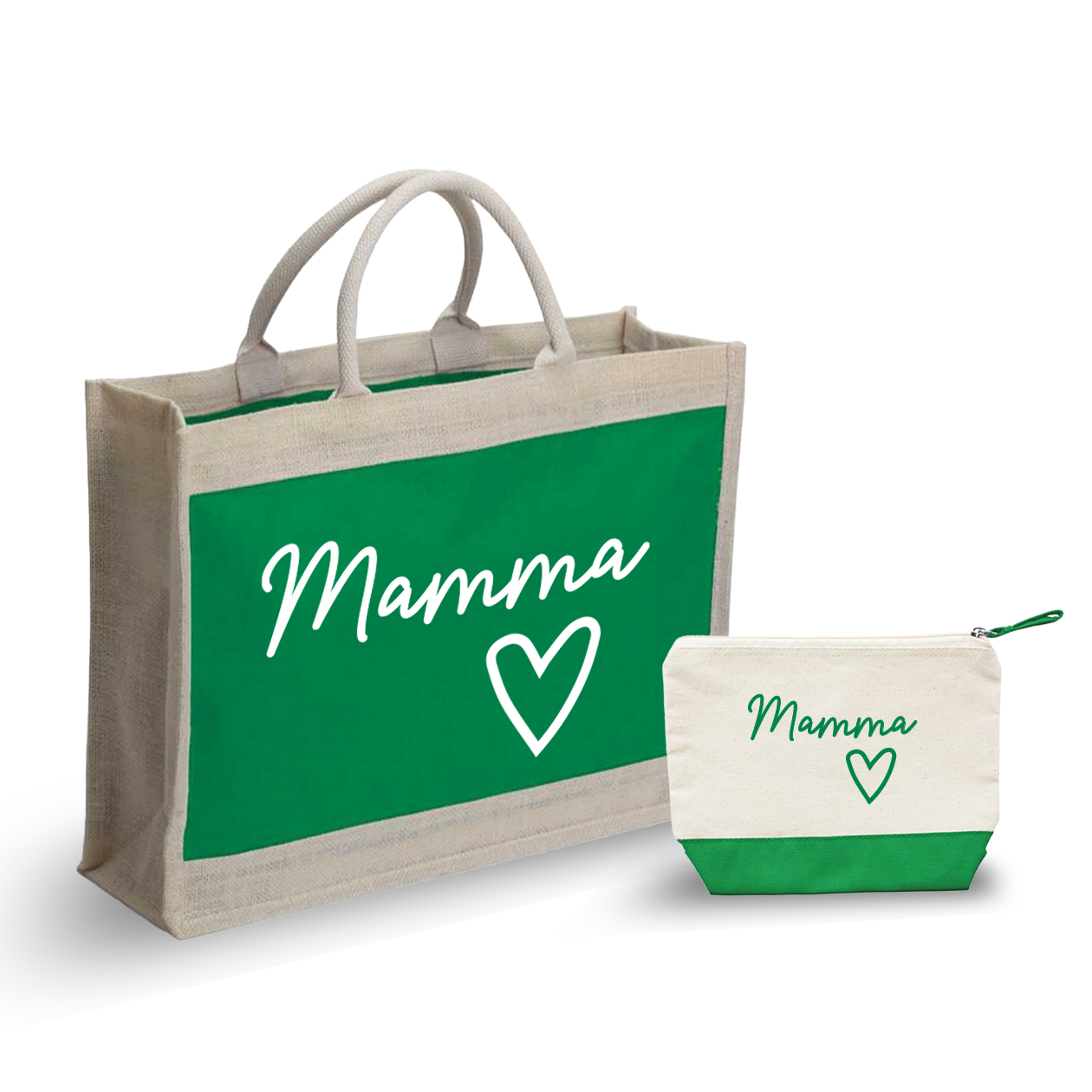 Mamma heart - Combo: Borsa mare + Pochette