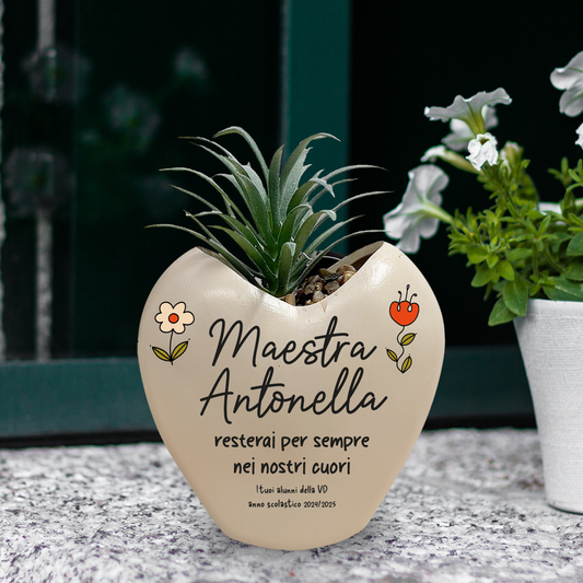 Maestra resterai per sempre nei nostri cuori - Piantina con vaso - personalizzata con nome