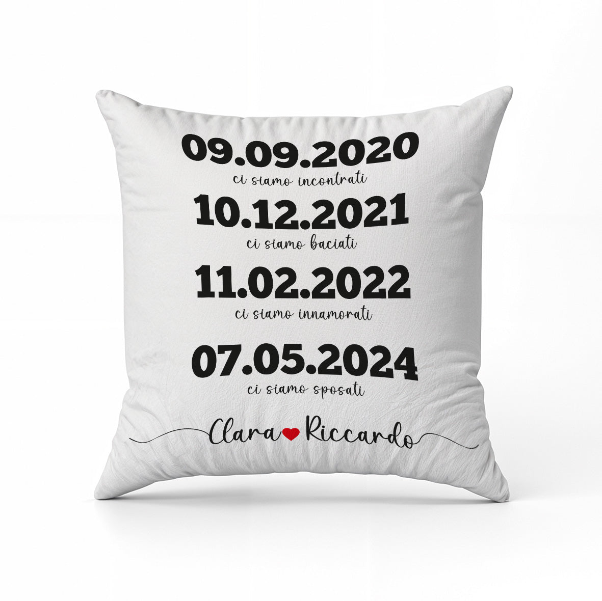 Date - Cuscino - idea regalo - personalizzato con date e nomi