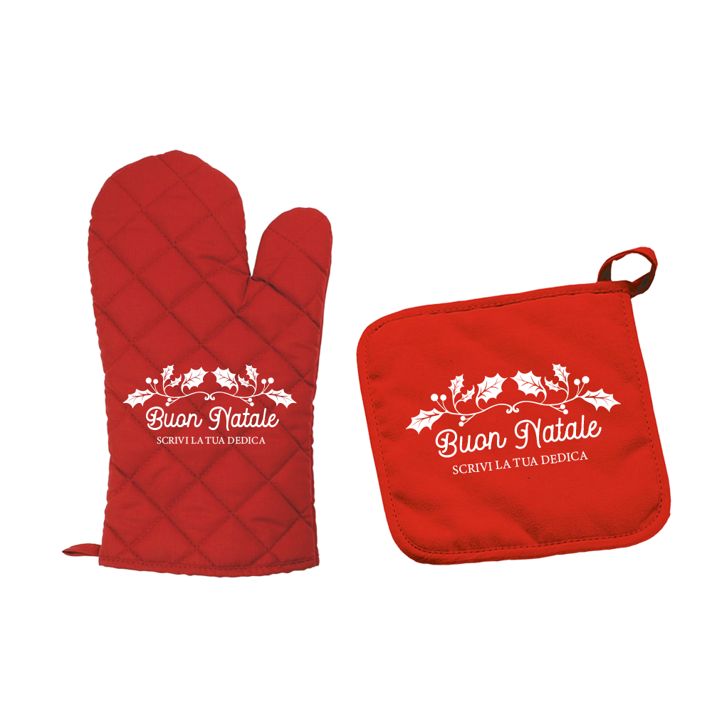 Buon Natale - Set da Cucina Guanto e Presina - personalizzati con dedica