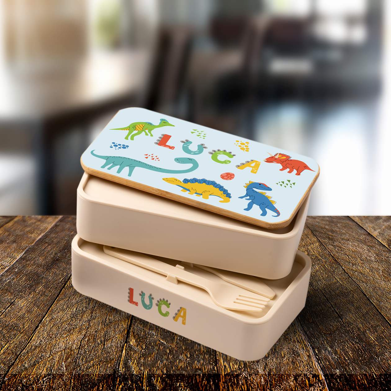 Dino - Scatola per il pranzo - personalizzato con nome