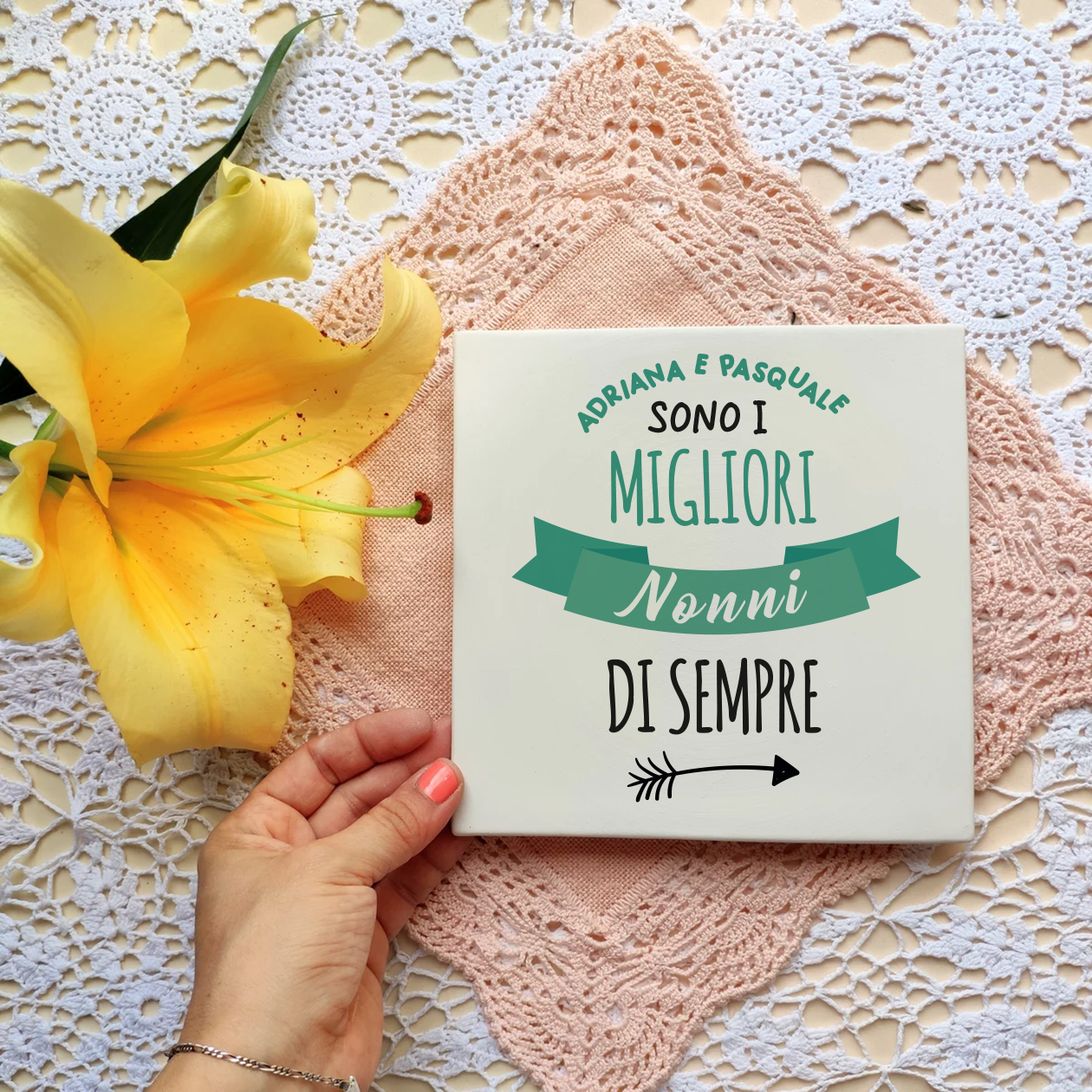 I migliori nonni di sempre - Mattonella in Ceramica - personalizzati con nomi