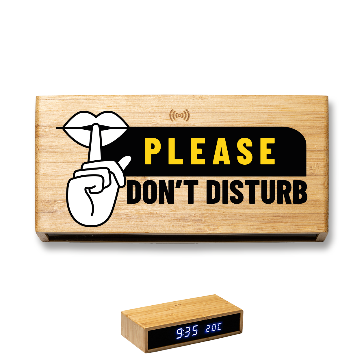 Please don't disturb - Sveglia Digitale in Bambù con Orologio da Tavolo