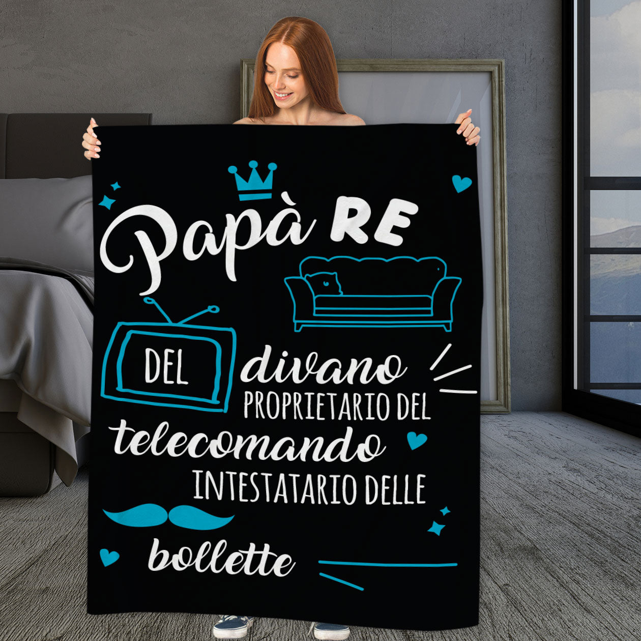 Papà re del divano - coperta Idea Regalo Festa del Papà