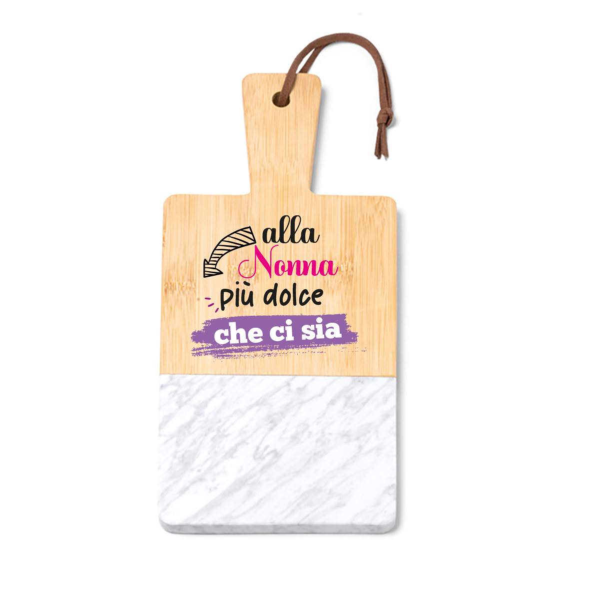 Alla nonna più dolce che ci sia - Tagliere in marmo e bamboo naturale