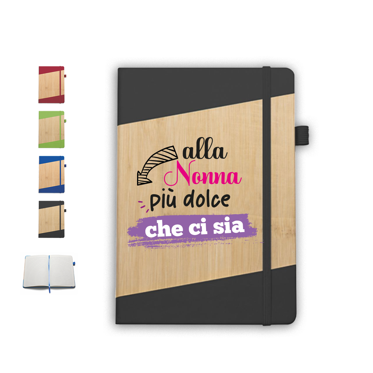 Alla nonna più dolce che ci sia - Block Notes in PU a righe