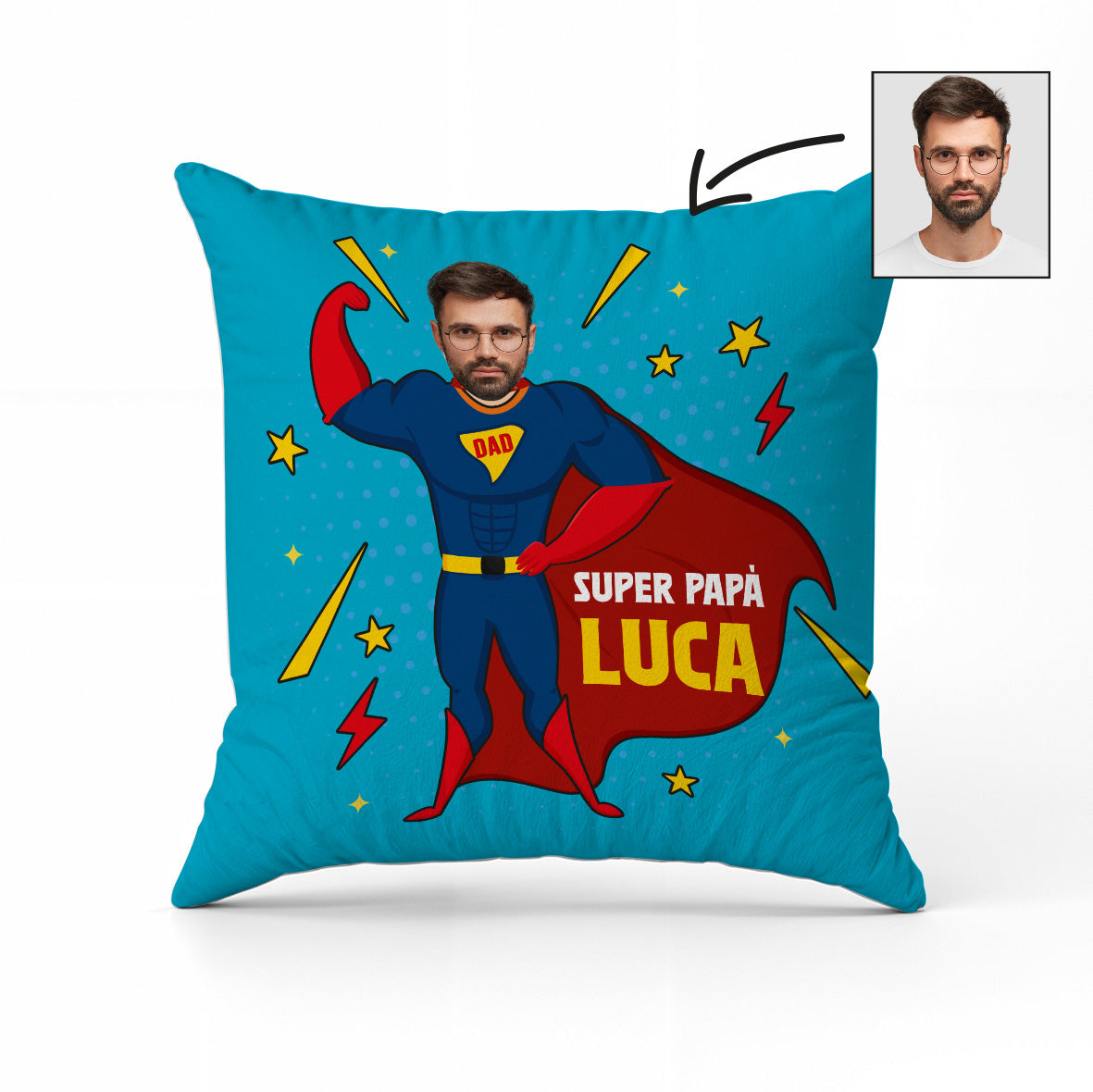 Super Papà - Cuscino - idea regalo festa del papà - personalizzato con foto