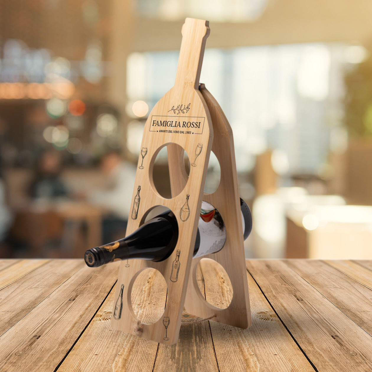Amanti del vino - Portabottiglie in legno - personalizzato