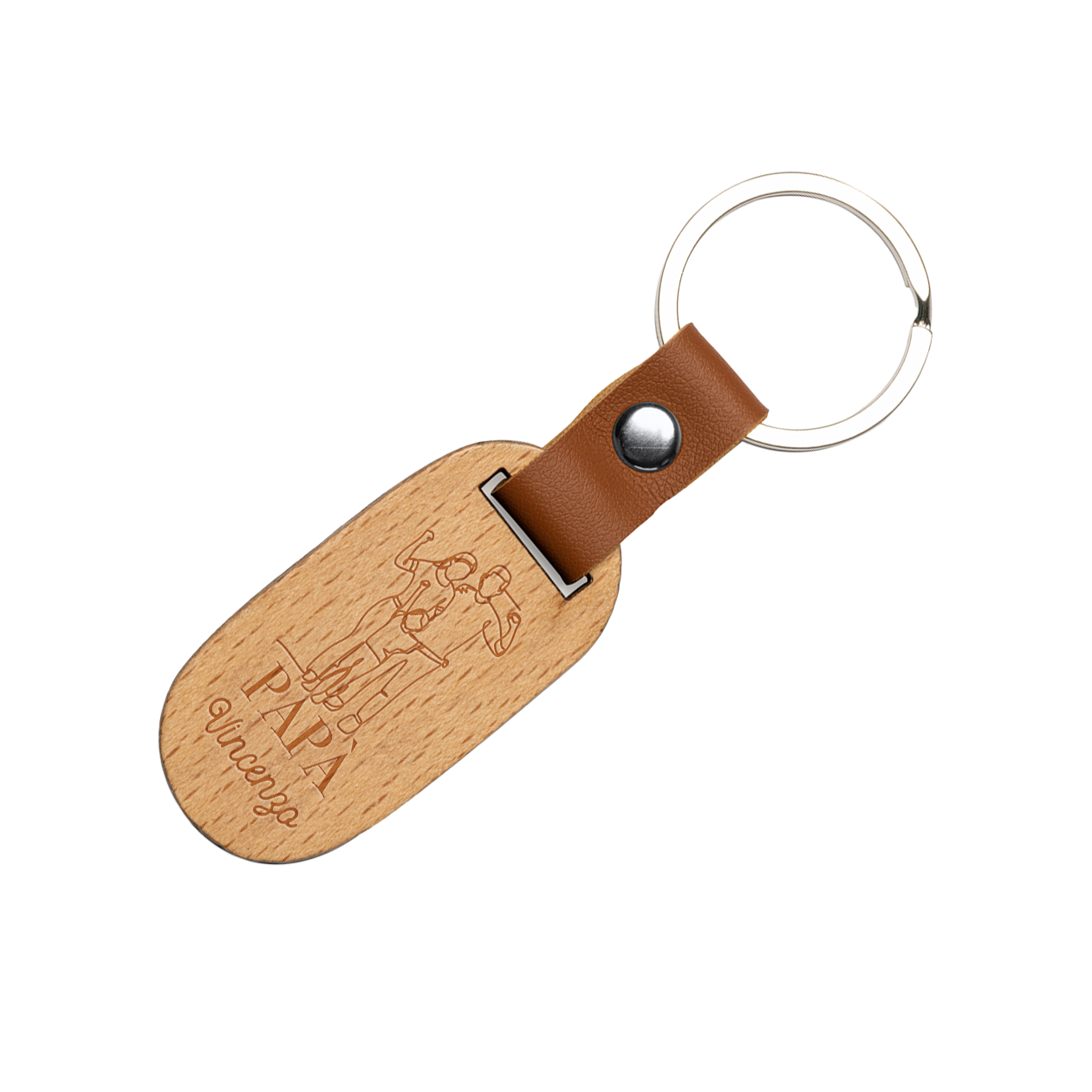 Papà - Portachiavi in Legno personalizzato con Incisione