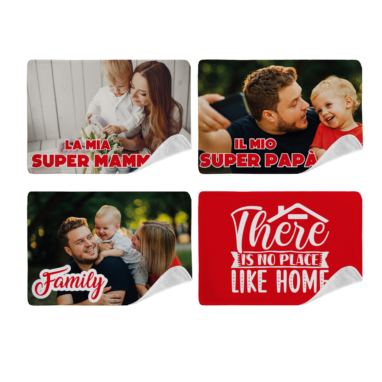 Family - Set di 4 Tovagliette in tessuto lavabile - personalizzata con foto