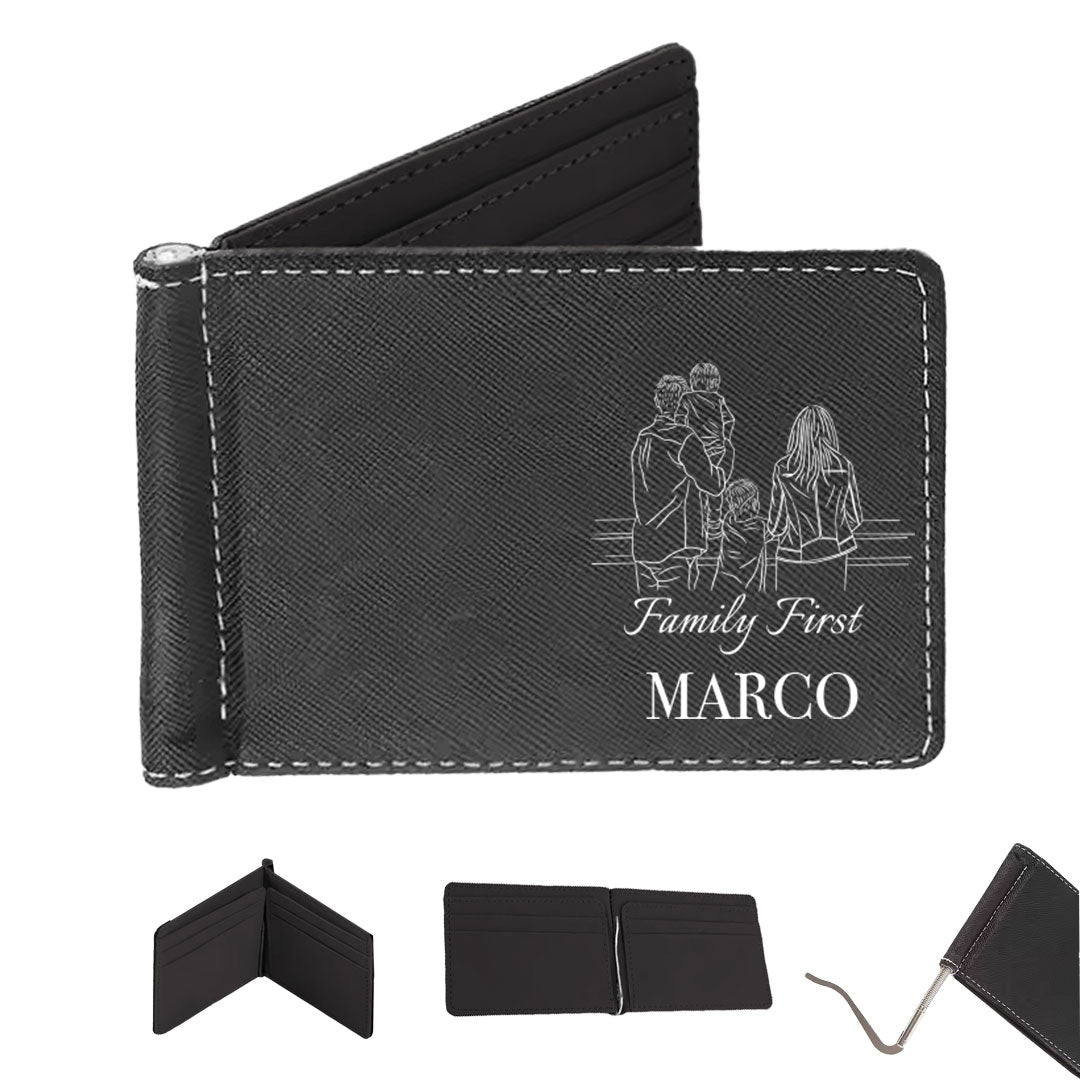 Family first - Portafoglio in pelle sintetica Personalizzato con Nome
