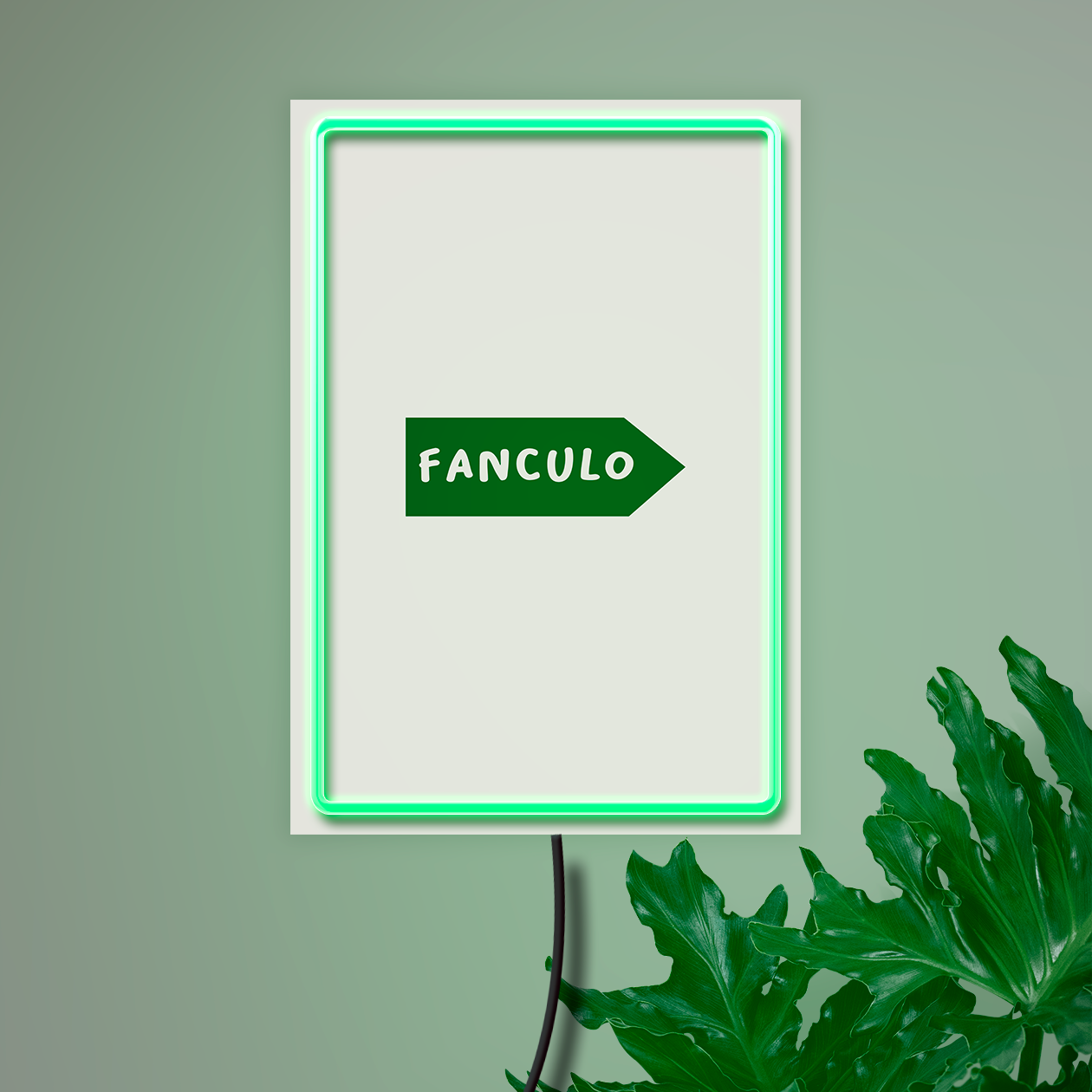 Fanculo - Quadretto con Neon Led