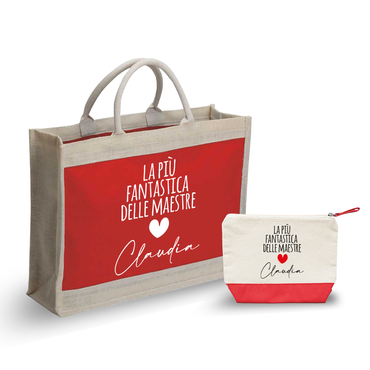 La più fantastica delle maestre - Combo: Borsa mare + Pochette - personalizzata con nome