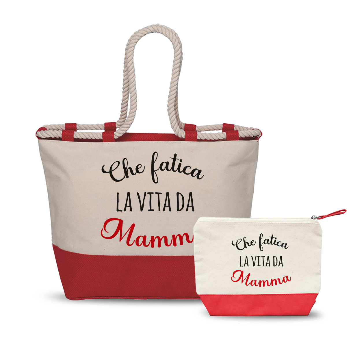 Che fatica la vita da mamma - Combo: Borsa mare + Pochette