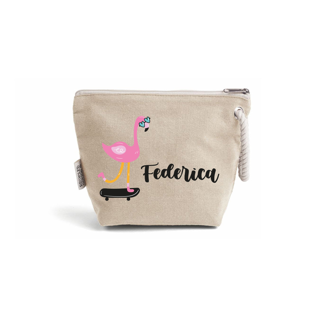 Fenicottero skate - Pochette personalizzata con nome