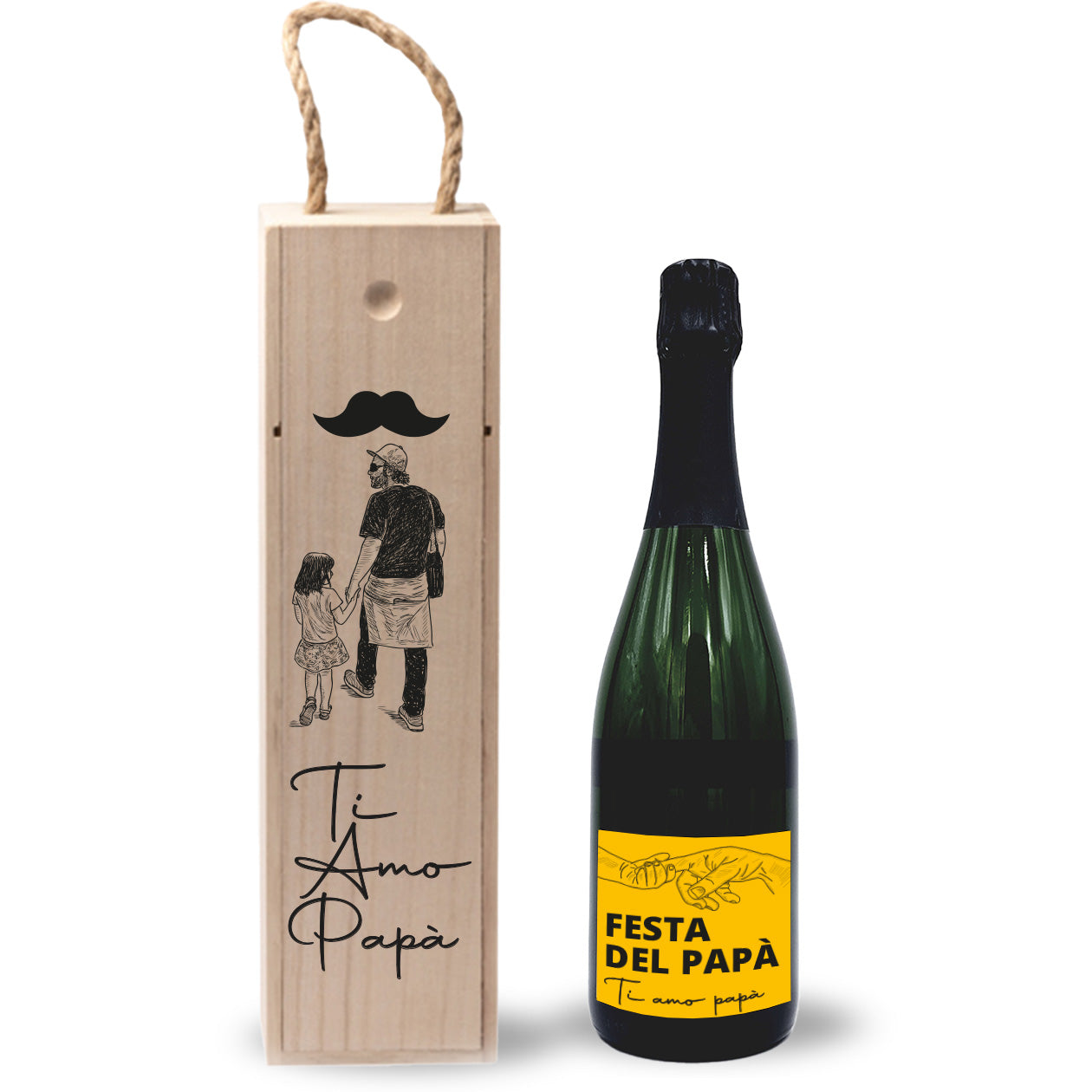 Ti amo papà - portabottiglia in legno