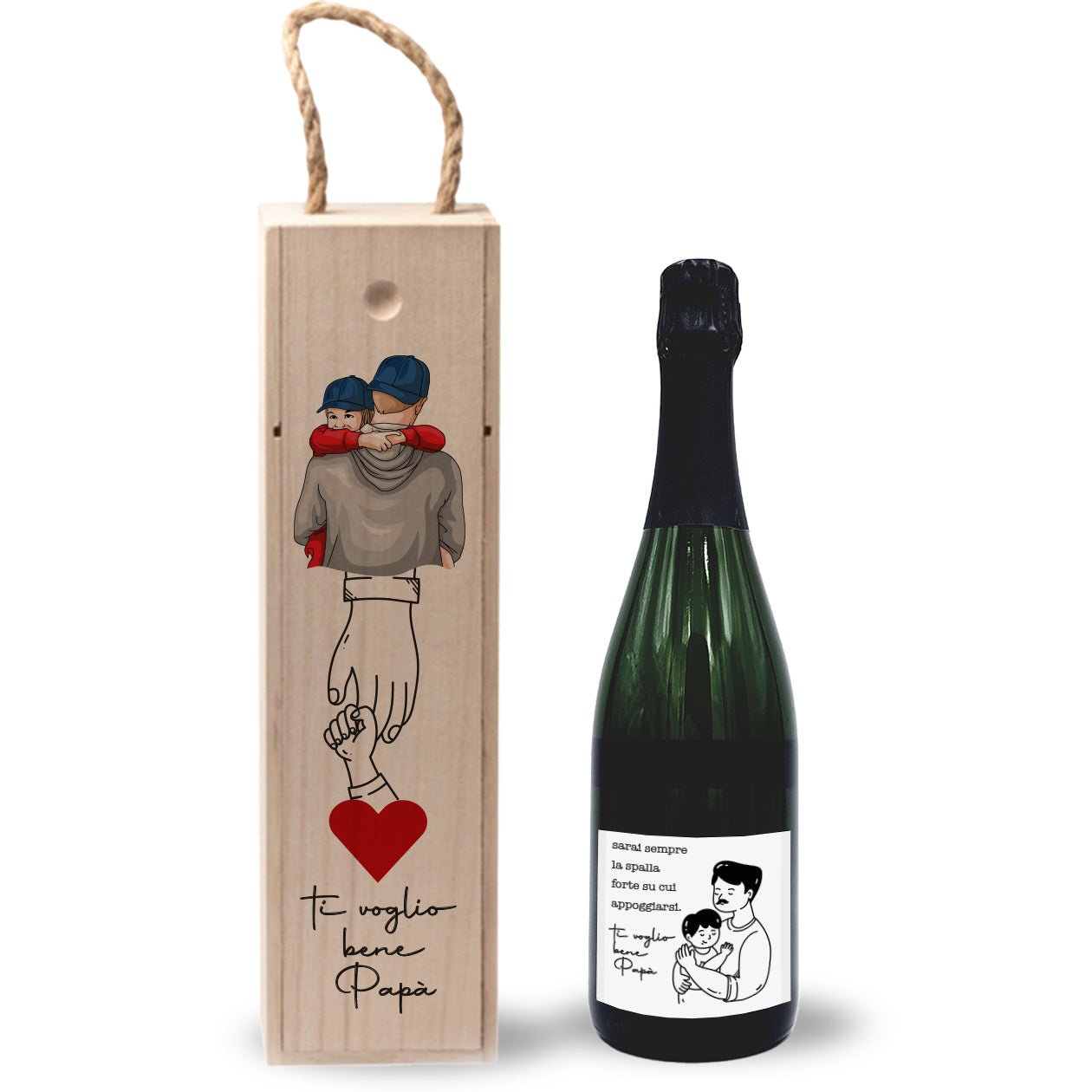 Papà la spalla forte - portabottiglia in legno