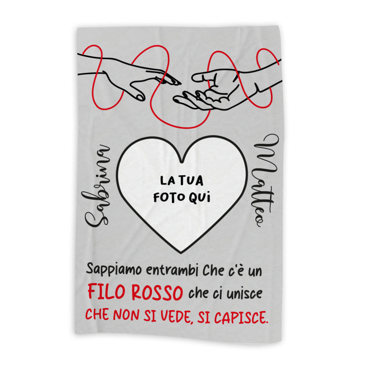 Filo rosso - plaid in pile - personalizzato con foto e nomi