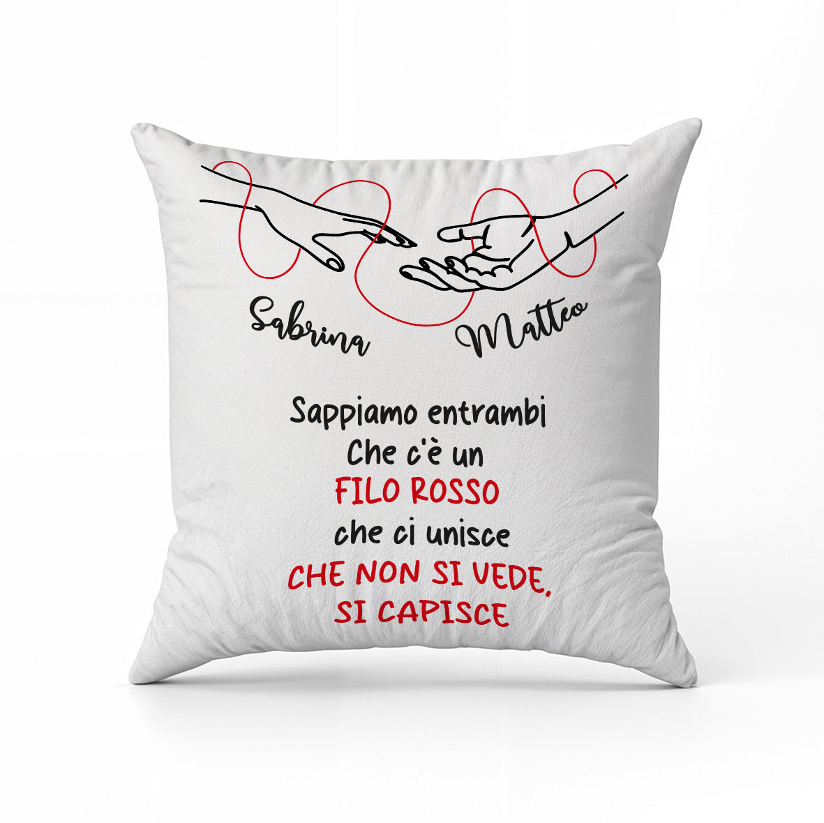 Red thread - Cuscino - idea regalo - personalizzato con nomi