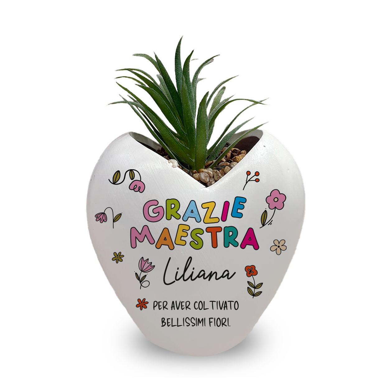 Grazie maestra per aver coltivato bellissimi fiori - Piantina con vaso - personalizzata con nome