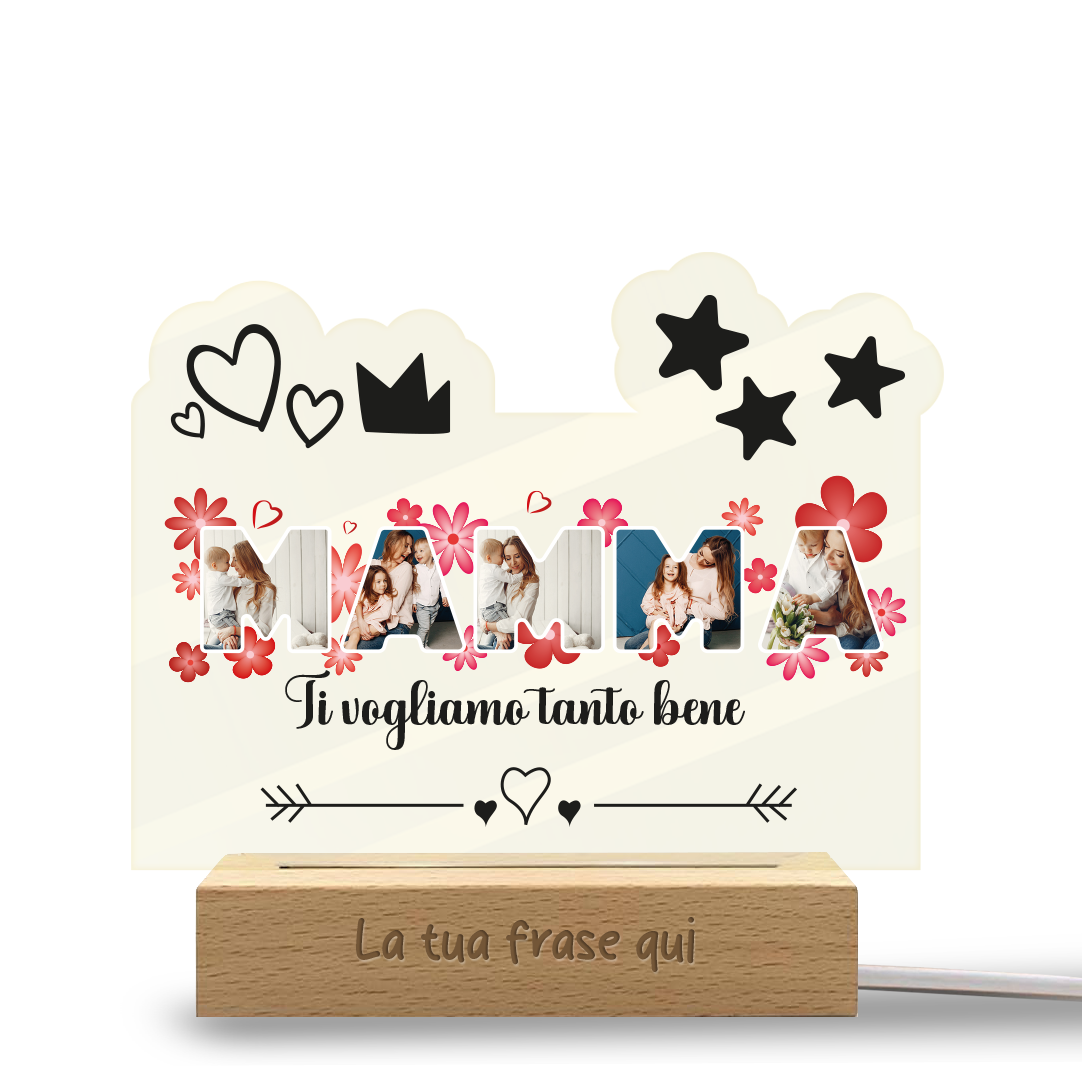 Mamma ti vogliamo tanto bene - Lampada - Plexiglass personalizzata con foto
