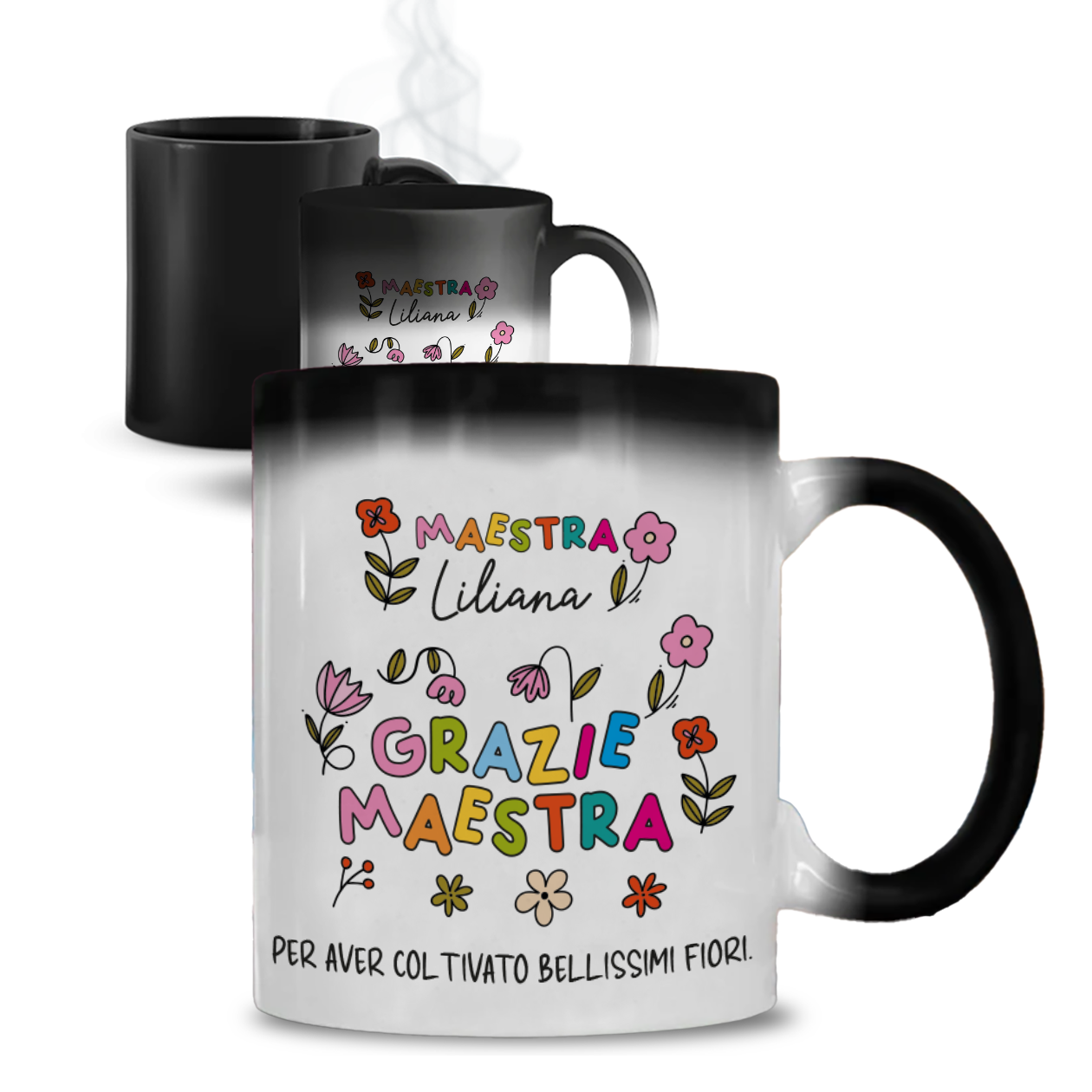 Grazie Maestra per aver coltivato bellissimi fiori - Tazza Magica - personalizzata con nome