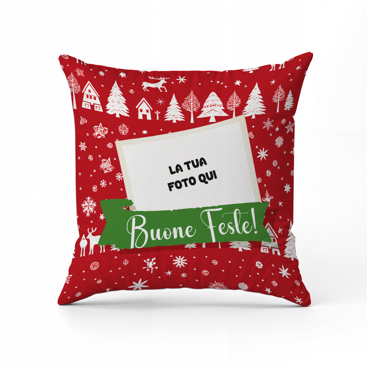 Buone Feste - Cuscino Personalizzato - idea regalo Natale personalizzato con foto