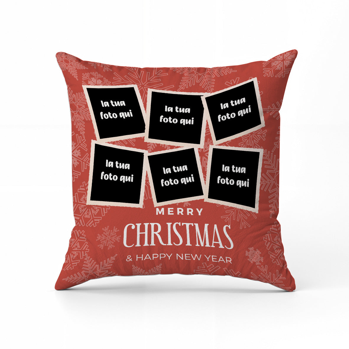 Merry Christmas e Happy new year - Cuscino Personalizzato - idea regalo Natale personalizzato con foto