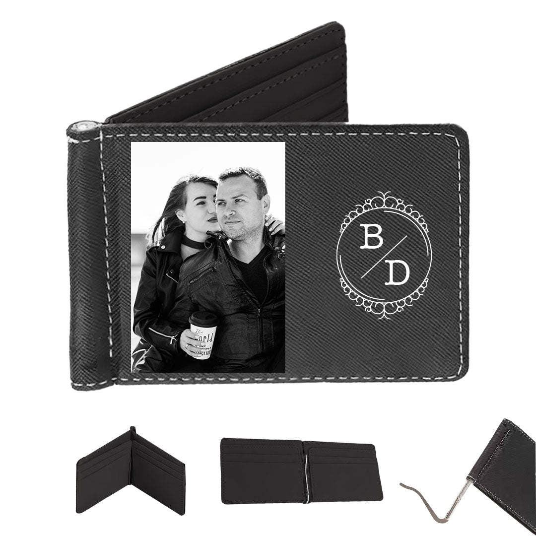 You and me - Portafoglio in pelle sintetica Personalizzato con iniziali e foto