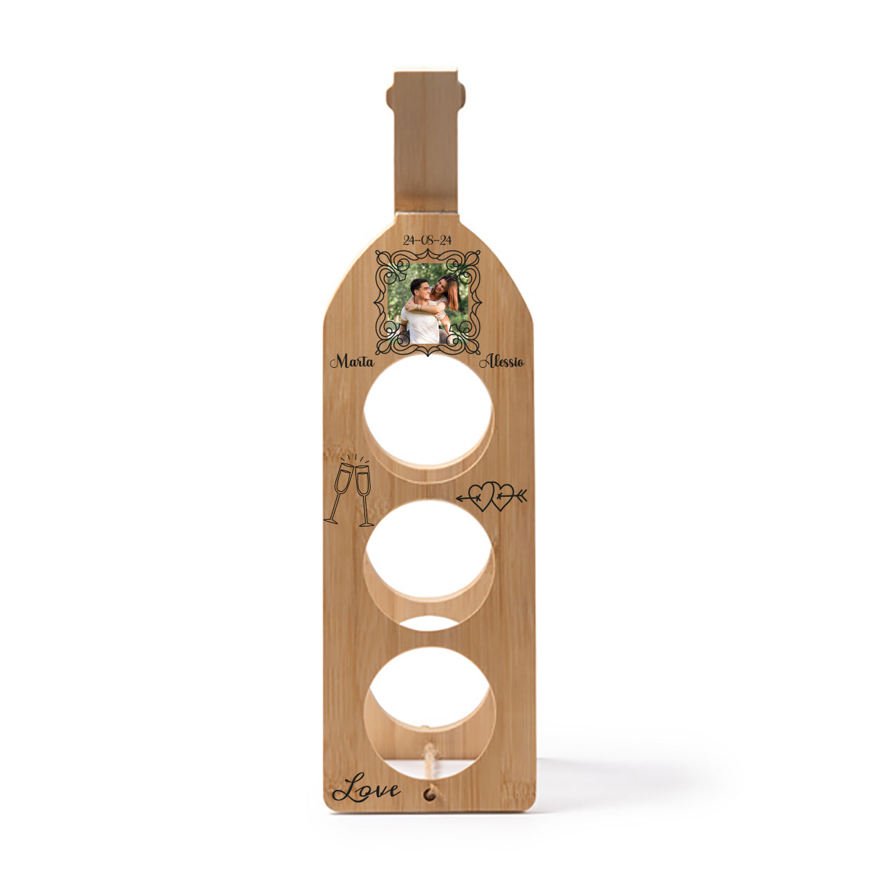 Love - Portabottiglie in legno - personalizzato