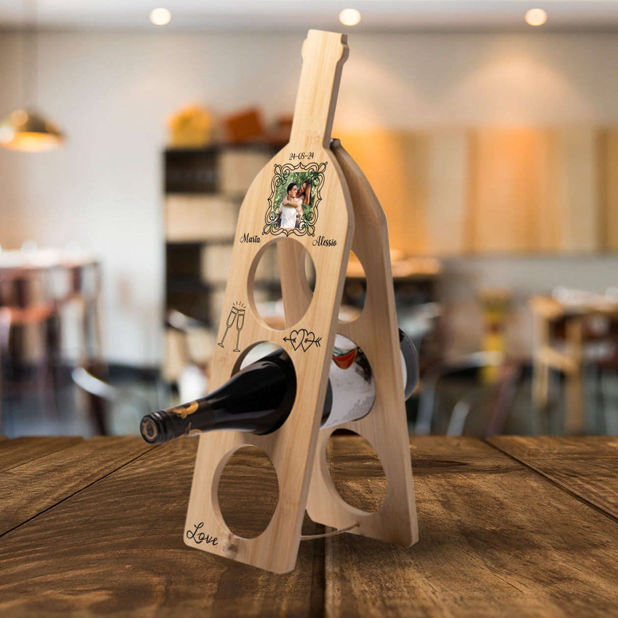 Love - Portabottiglie in legno - personalizzato