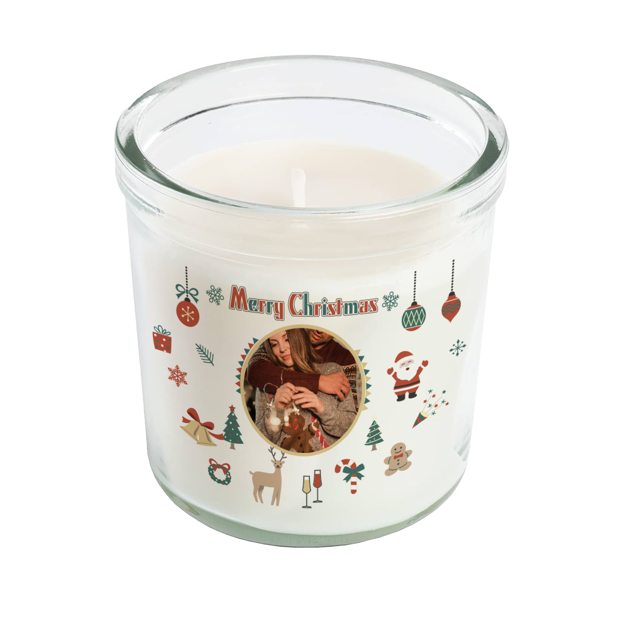 Merry Christmas Classic - Candela profumata in vetro con Stampa - personalizzata con foto