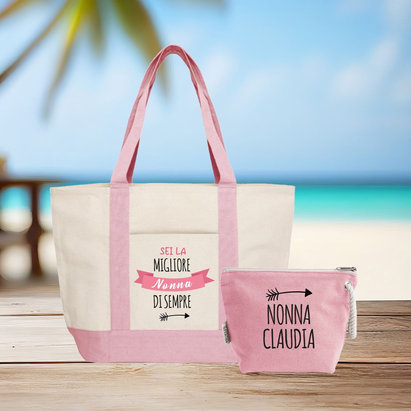 Sei la miglior nonna di sempre - borsa mare & Pochette - Combo - personalizzata con nome