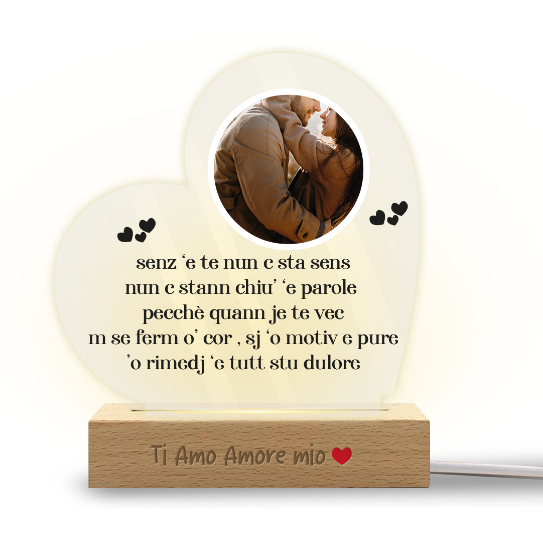 Heart - Lampada - Plexiglass personalizzata con foto e frase