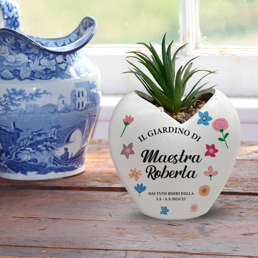 Il giardino della maestra - Piantina con vaso - personalizzata