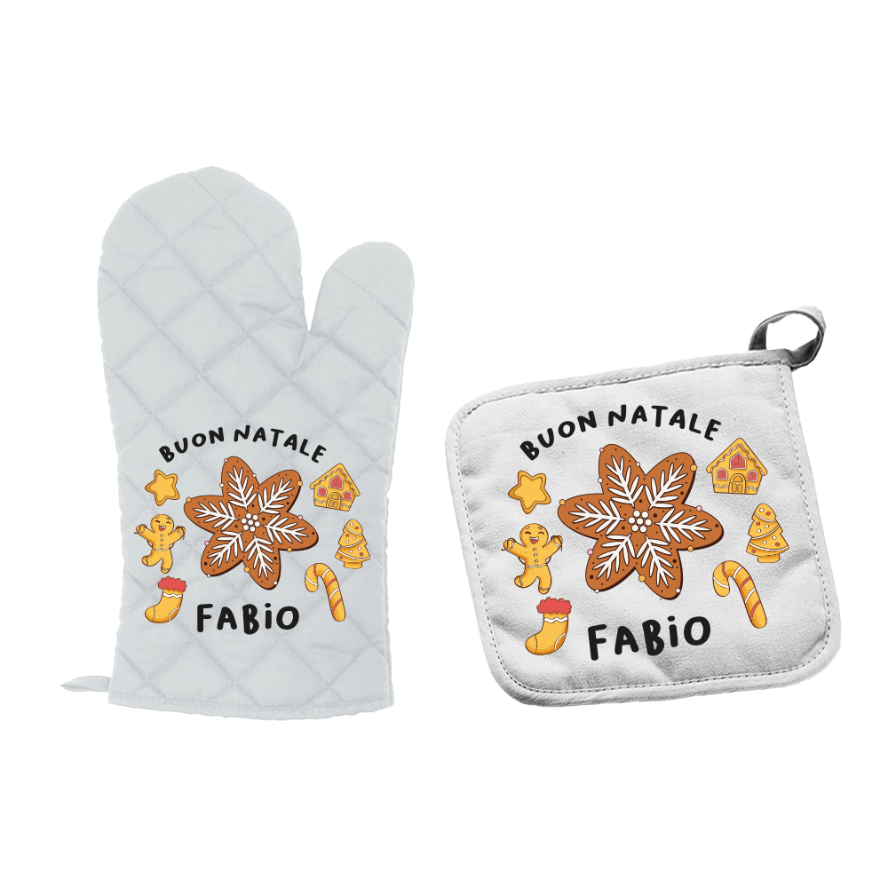 Buon Natale - Set da Cucina Guanto e Presina - personalizzati con nome