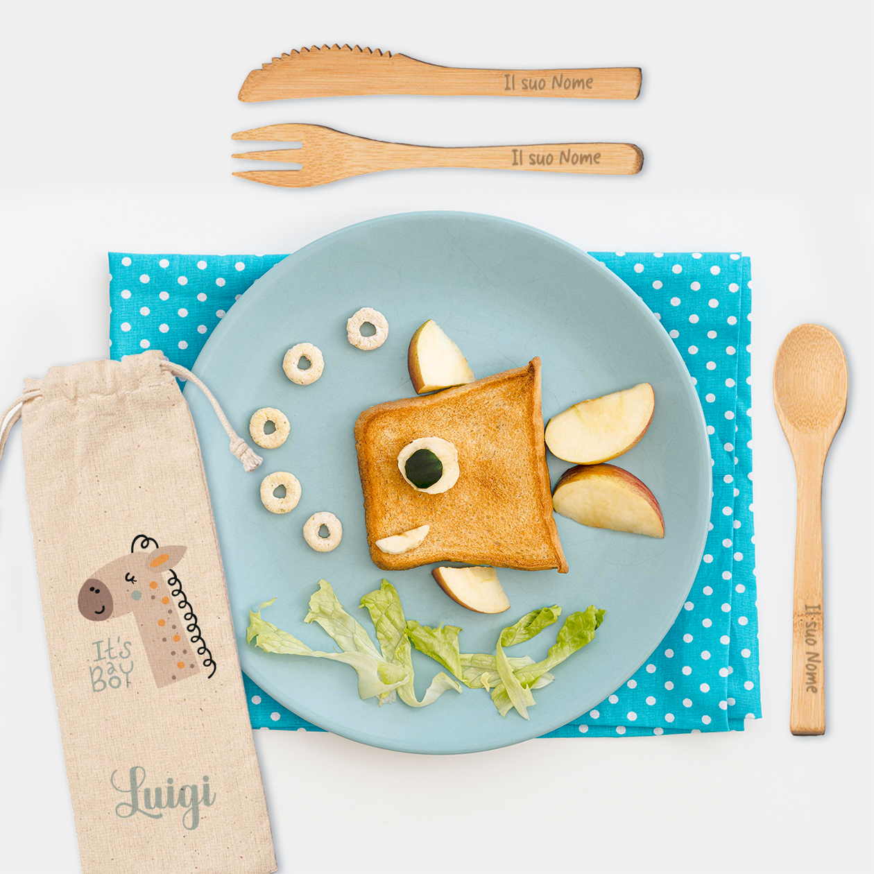 It's a boy - Posate in legno - personalizzate con nome