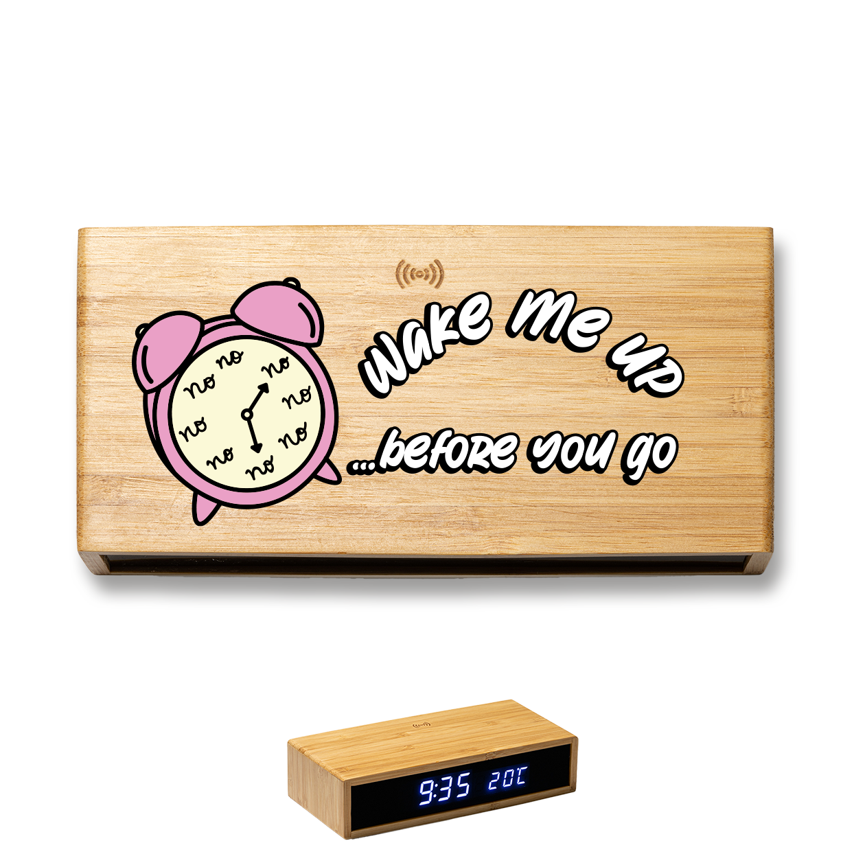 Wake me up - Sveglia Digitale in Bambù con Orologio da Tavolo