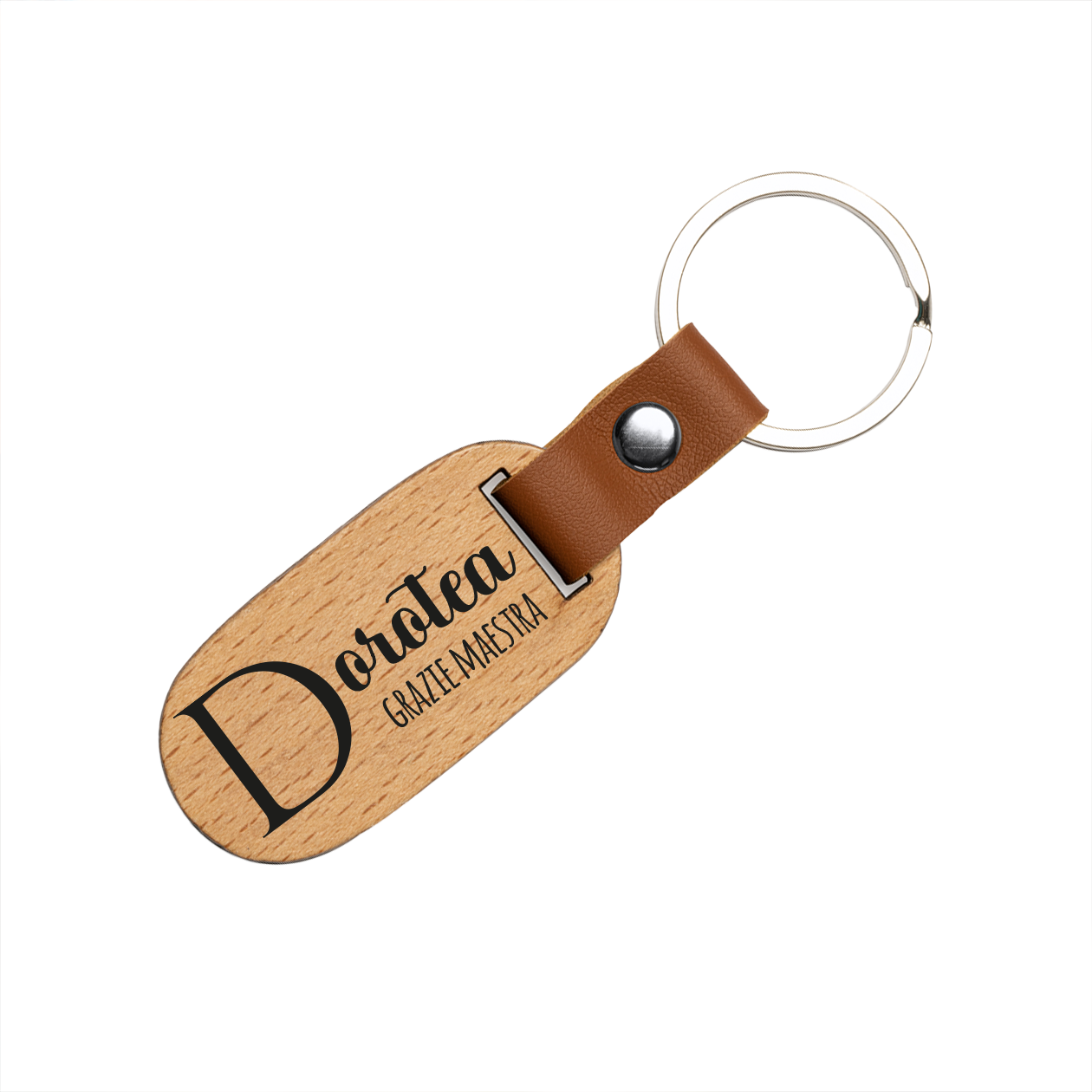 Grazie maestra name - Portachiavi in Legno - personalizzato con nome