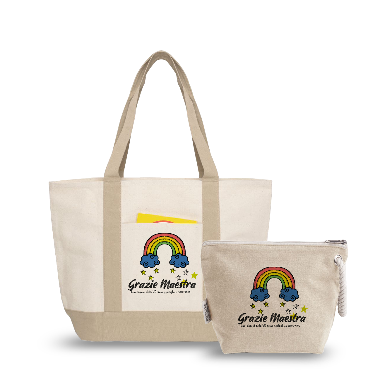 Grazie maestra - borsa mare & Pochette - Combo - personalizzata con testo