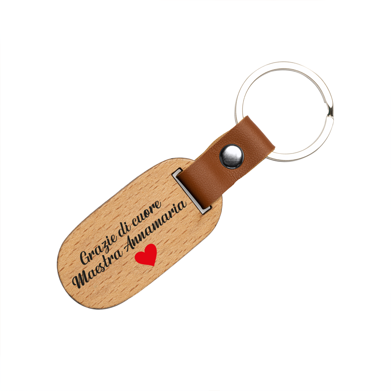 Grazie di cuore maestra - Portachiavi in Legno - personalizzato con nome