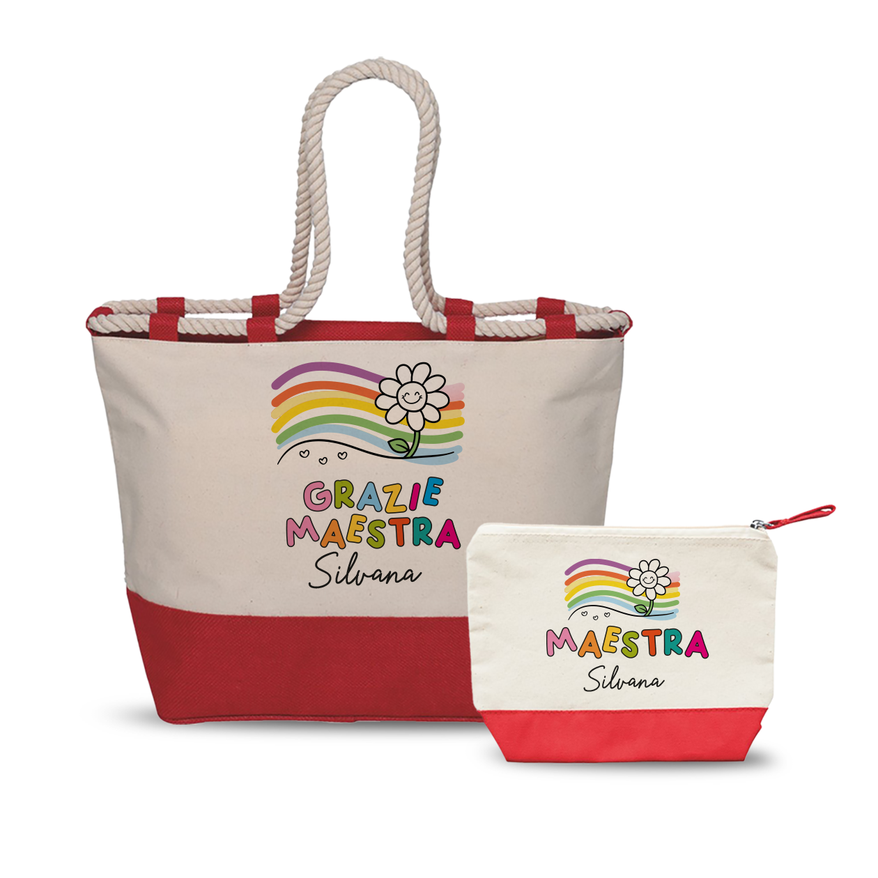 Grazie Maestra Color - Combo: Borsa mare + Pochette - personalizzata