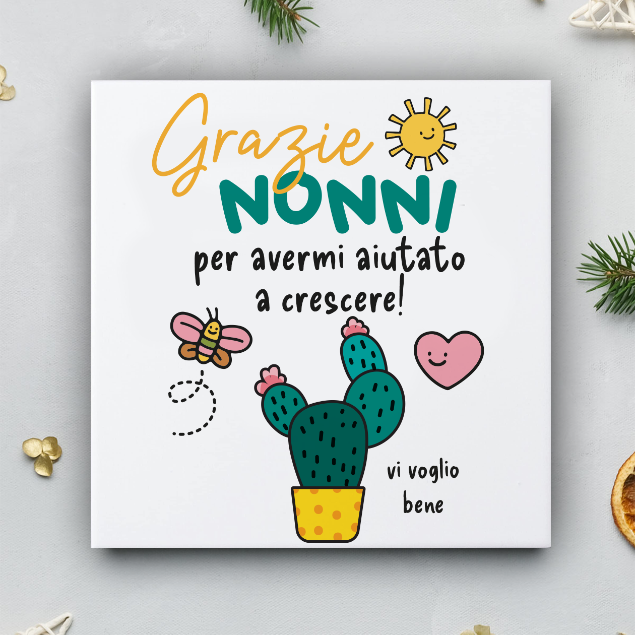 Grazie nonni - Mattonella in Ceramica