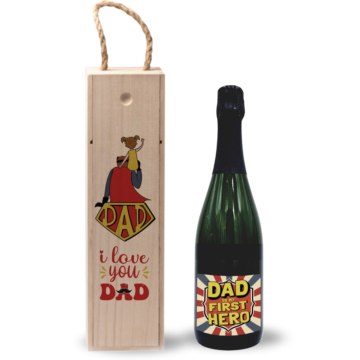 Dad i love you - portabottiglia in legno