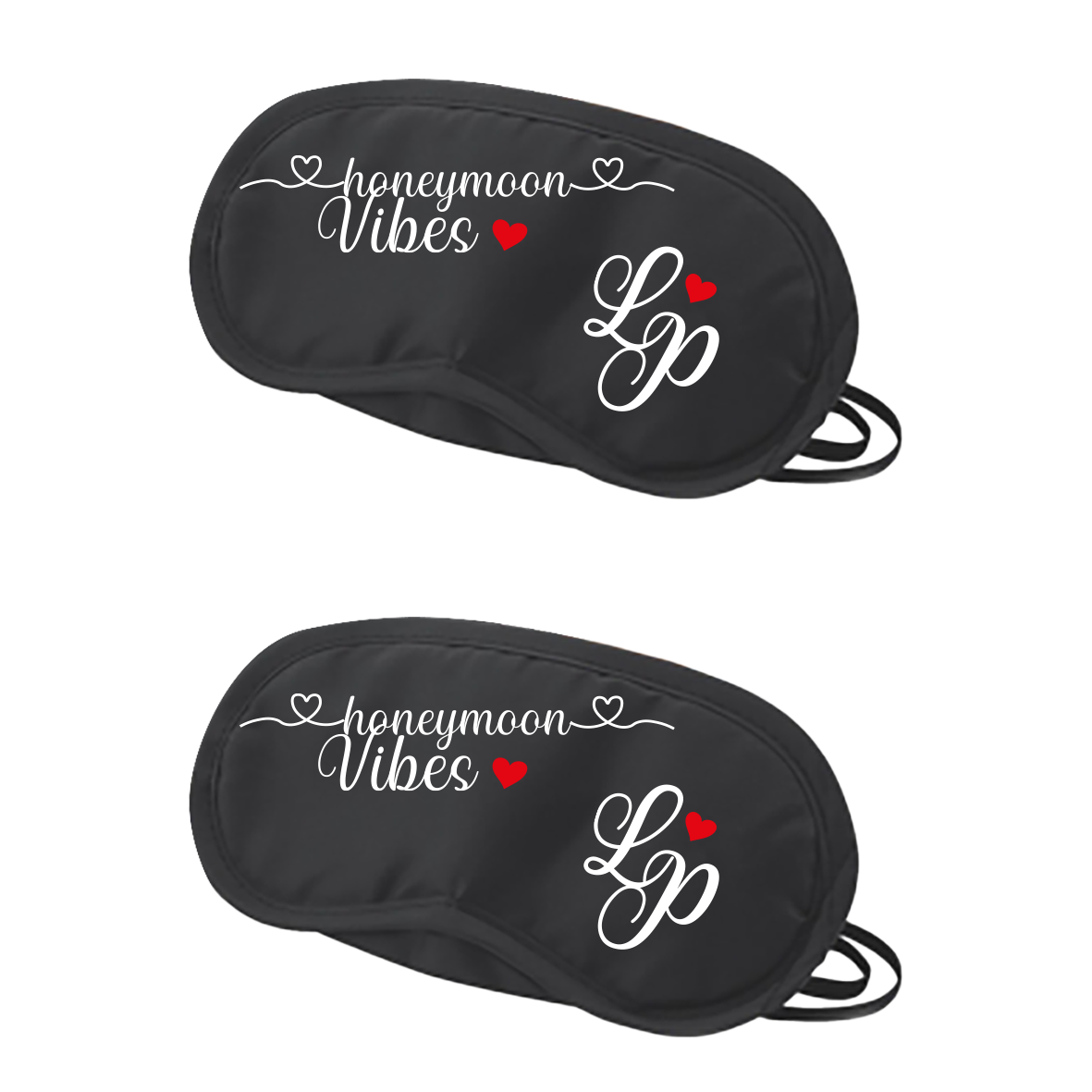 Honeymoon vibes - Maschera da viaggio oscurante nera con stampa personalizzata elastico regolabile Idea Regalo - personalizzata con iniziali