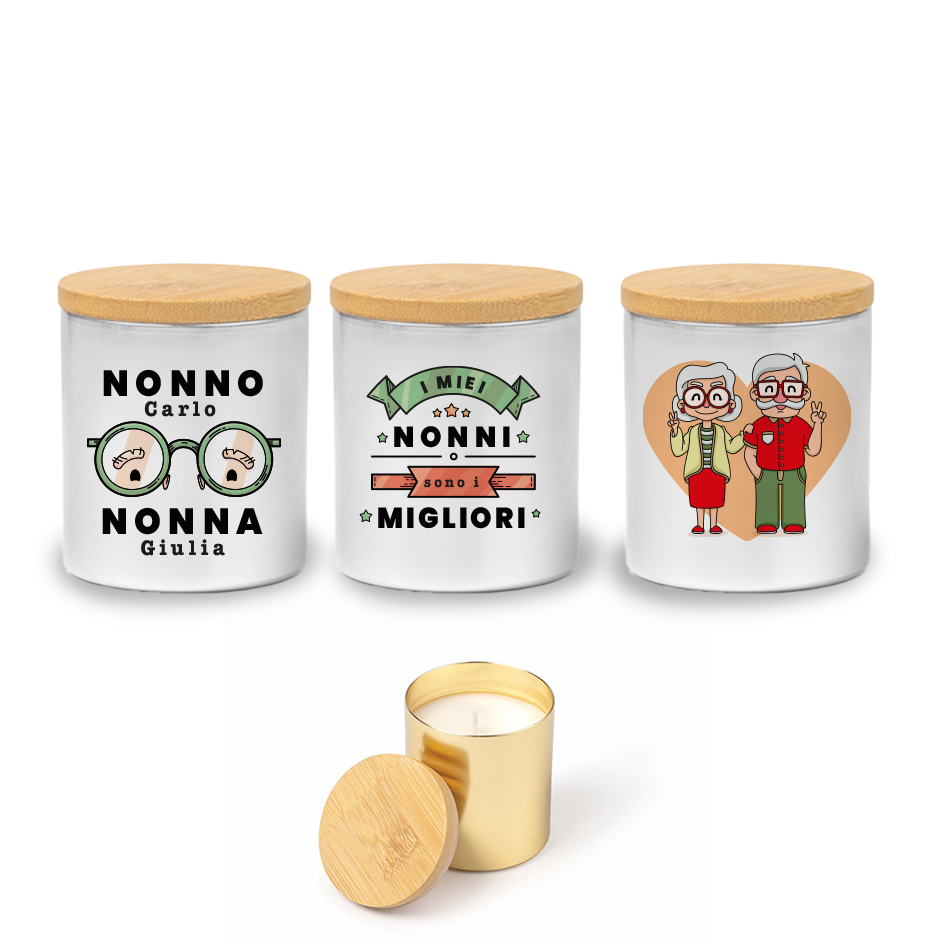 I miei nonni sono i migliori - Set di 3 Candele Profumate personalizzate con nomi