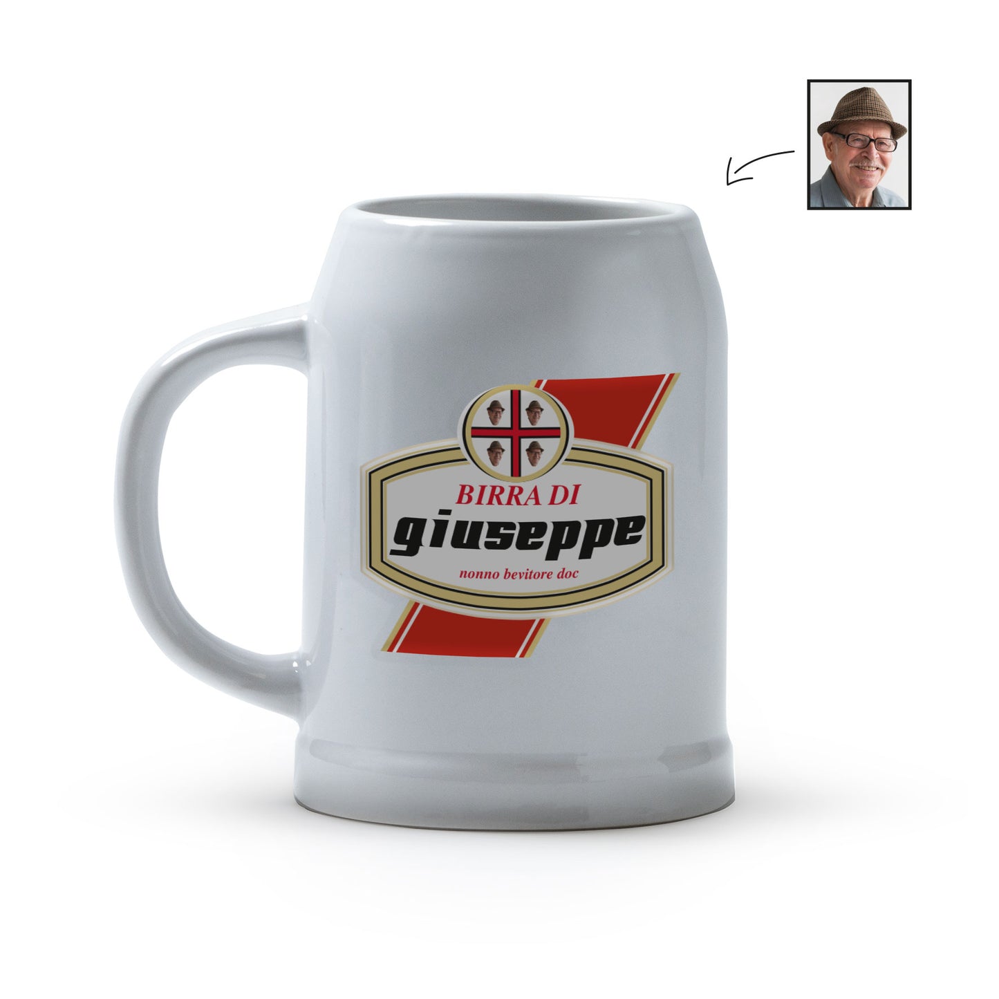 Nonno bevitore - Caraffa in ceramica - personalizzata con nome