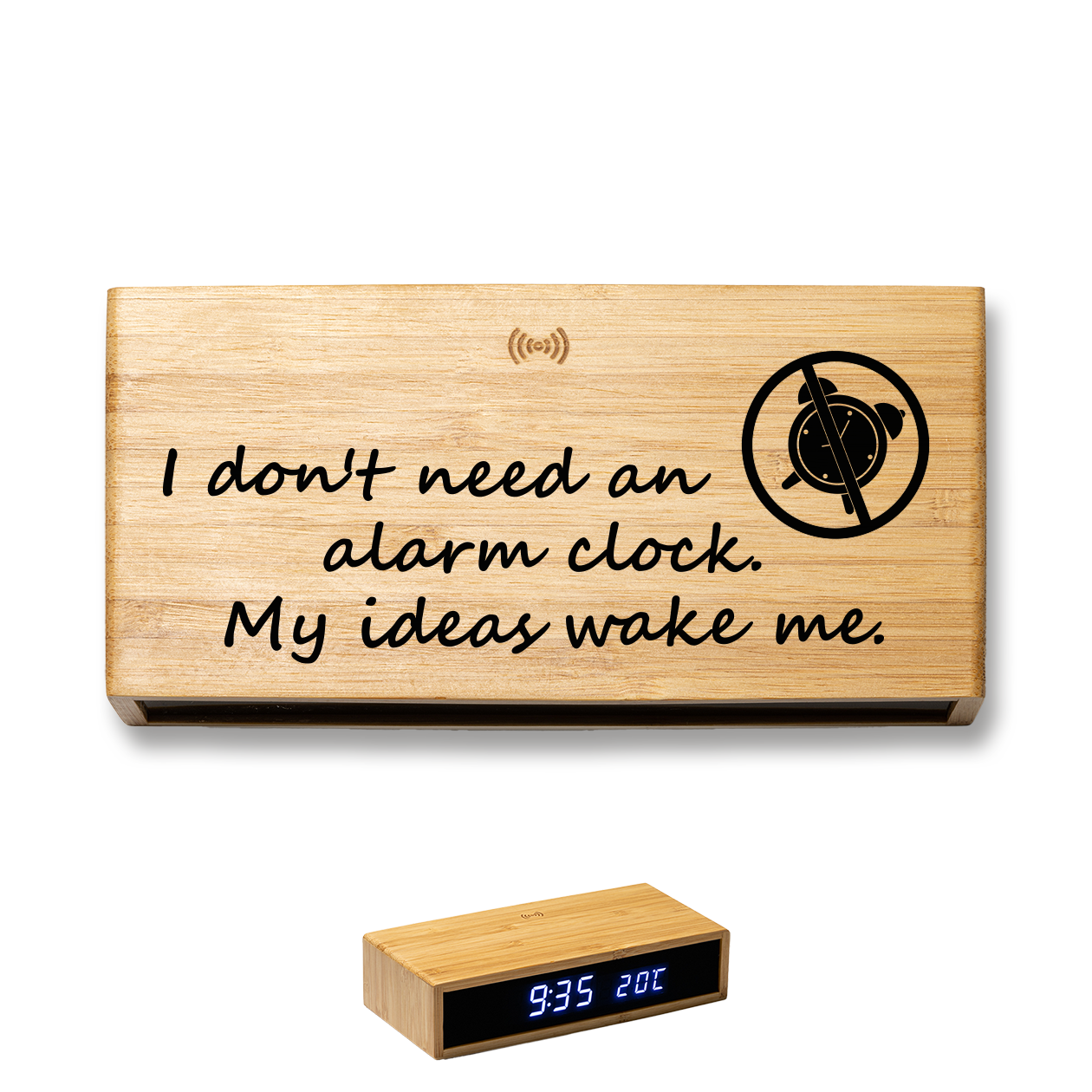 Clock - Sveglia Digitale in Bambù con Orologio da Tavolo