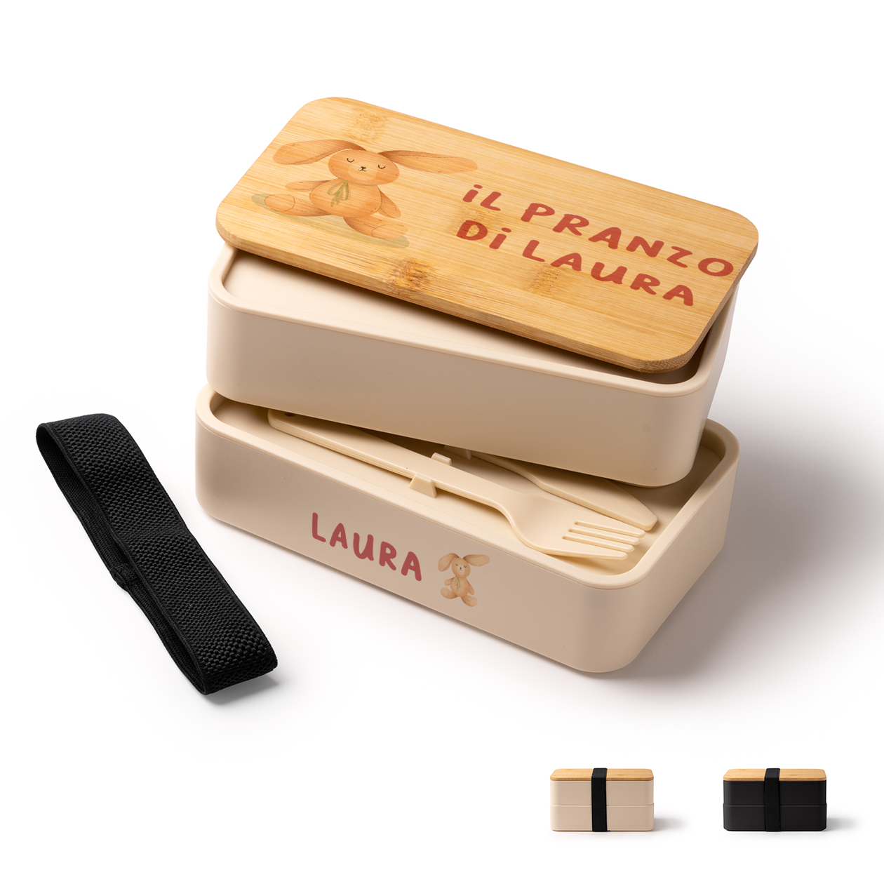 Girl rabbit - Scatola per il pranzo - personalizzato con nome